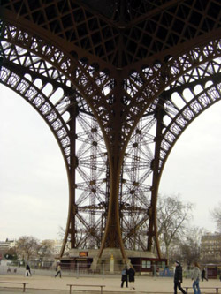 Giant arches at the base of the Eiffel Tower. We climbed up the stairs inside one of the legs up to Level 2. The view was worth it, though our legs were complaining the following day.