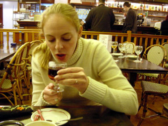 It got really cold after the sun went down, so we took shelter in a cafe, where I sipped on some vin chaud to warm up.