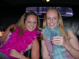 Billie and I in the back seat of the limo.