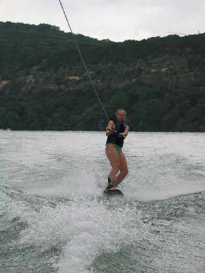 I can't do anything fancy, but I got up first time, and I didn't wipe out. Yay.