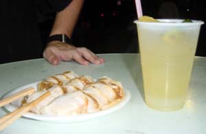 Popiah rolls and lime juice. The first items featured in the great Saturday evening Newton Circus feast.